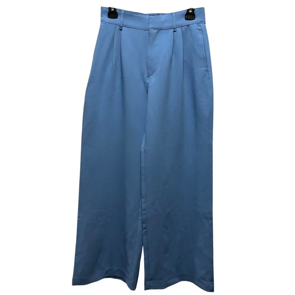 Abercrombie & Fitch Womens Blue Wide-Leg Trousers Size S - Picture 2 of 6